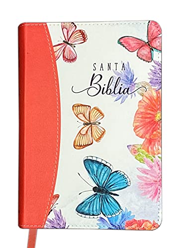 Biblia Reina Valera 2020 Letra Grande Tamaño Portátil Coral Con canto pintado Colección Primavera