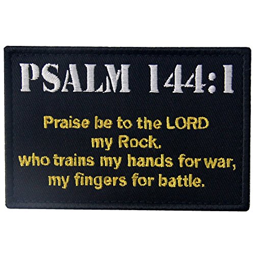 Táctico Psalm 144:1 BNW Combate moralidad Militar Broche Bordado de Gancho y Parche de Gancho y bucle de cierre