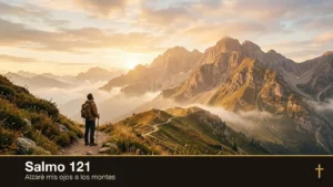 Salmo 121: un peregrino alza la mirada hacia los montes al amanecer — Alzaré mis ojos a los montes